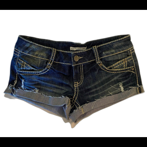 2.1 Denim Shorts  Women’s Jeans  Size 28 Designer Stitching Daisy Duke Cuffed - Picture 1 of 6